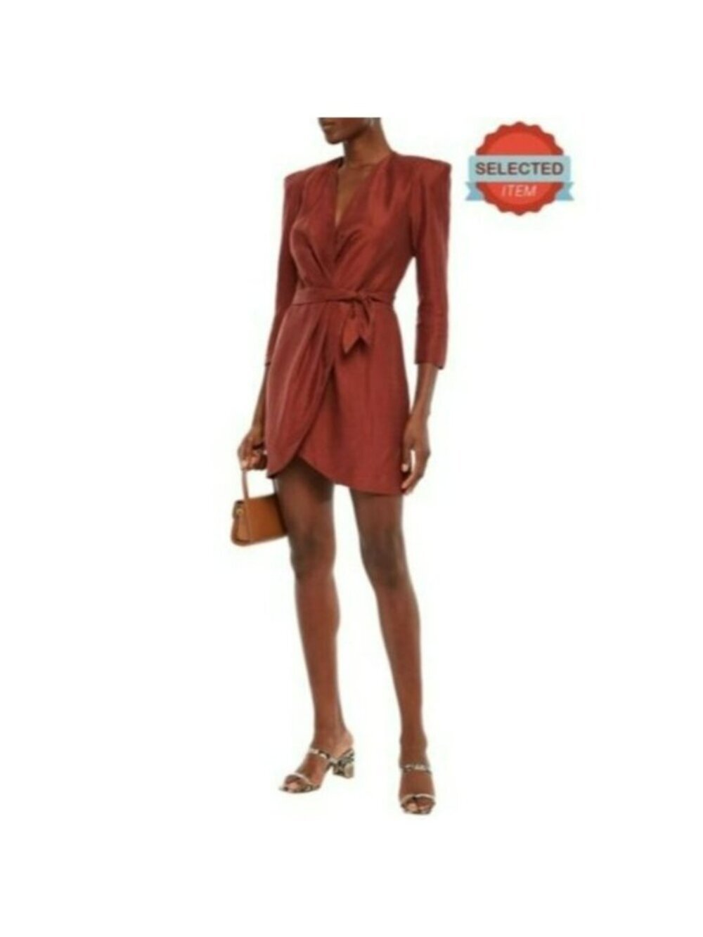 Sandro Paris Era Wrap Jacket Dress L Linen Blend size 40 France